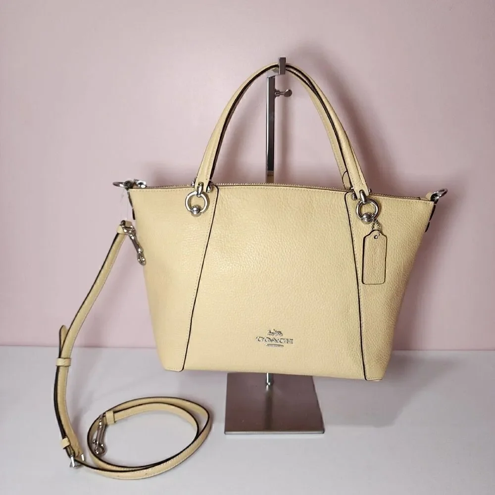 NWT COACH C6229 Kacey Satchel Pebble Leather Shoulder Bag Silver/Vanilla